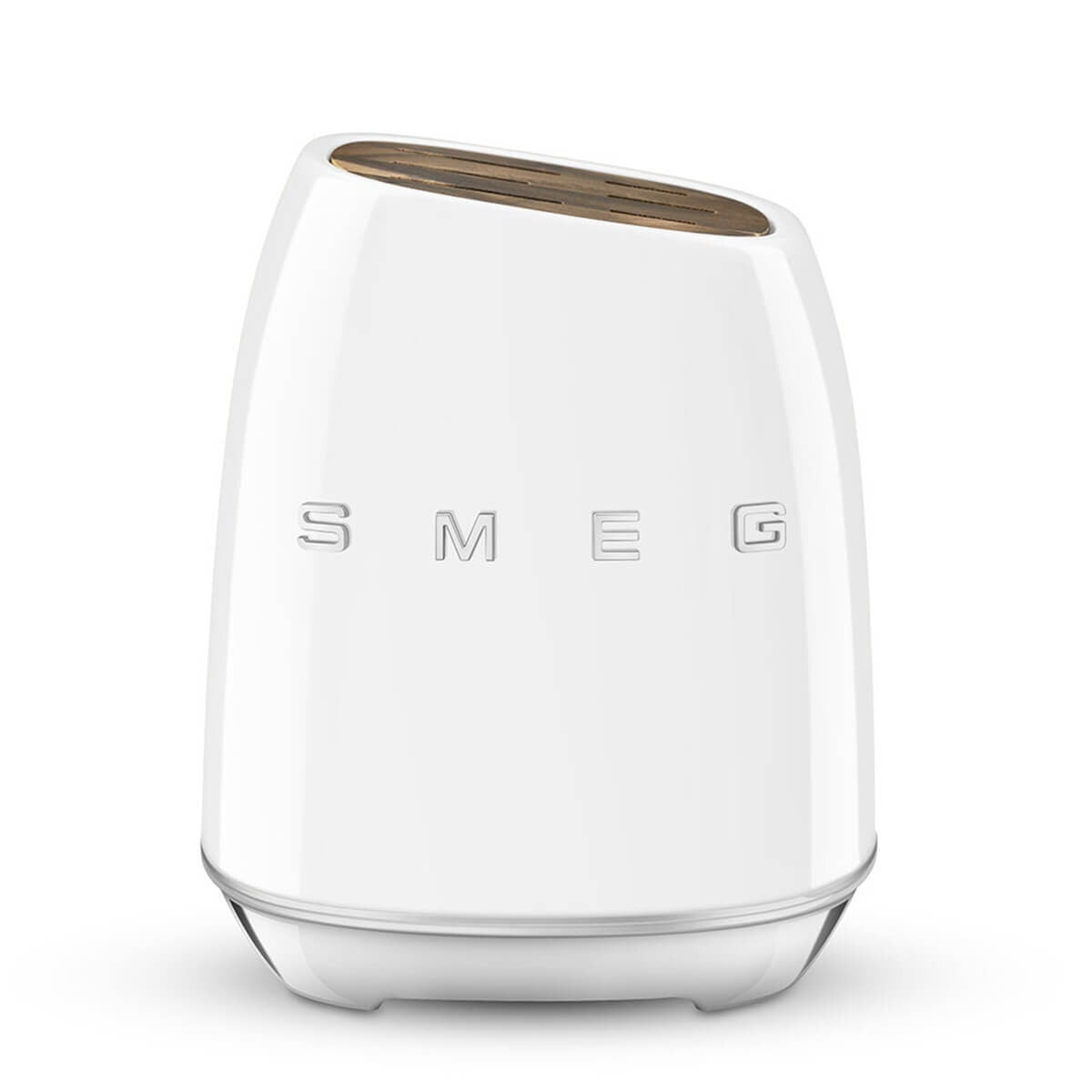 Smeg 50s Retro Style 6 Piece Knife Block Set - White with Acacia Wood Top - KBSF02WH
