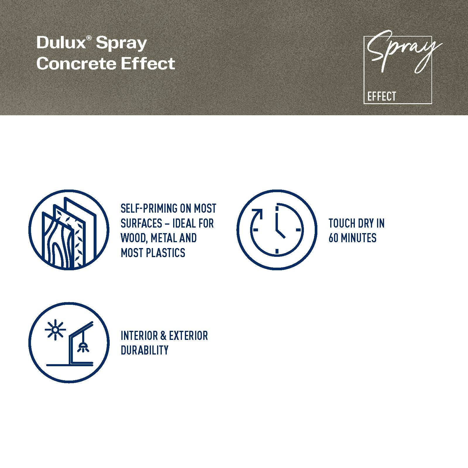 Dulux 300g Grey Concrete Effects Spray Paint, Textured Concrete Finish for Furniture & Decor
