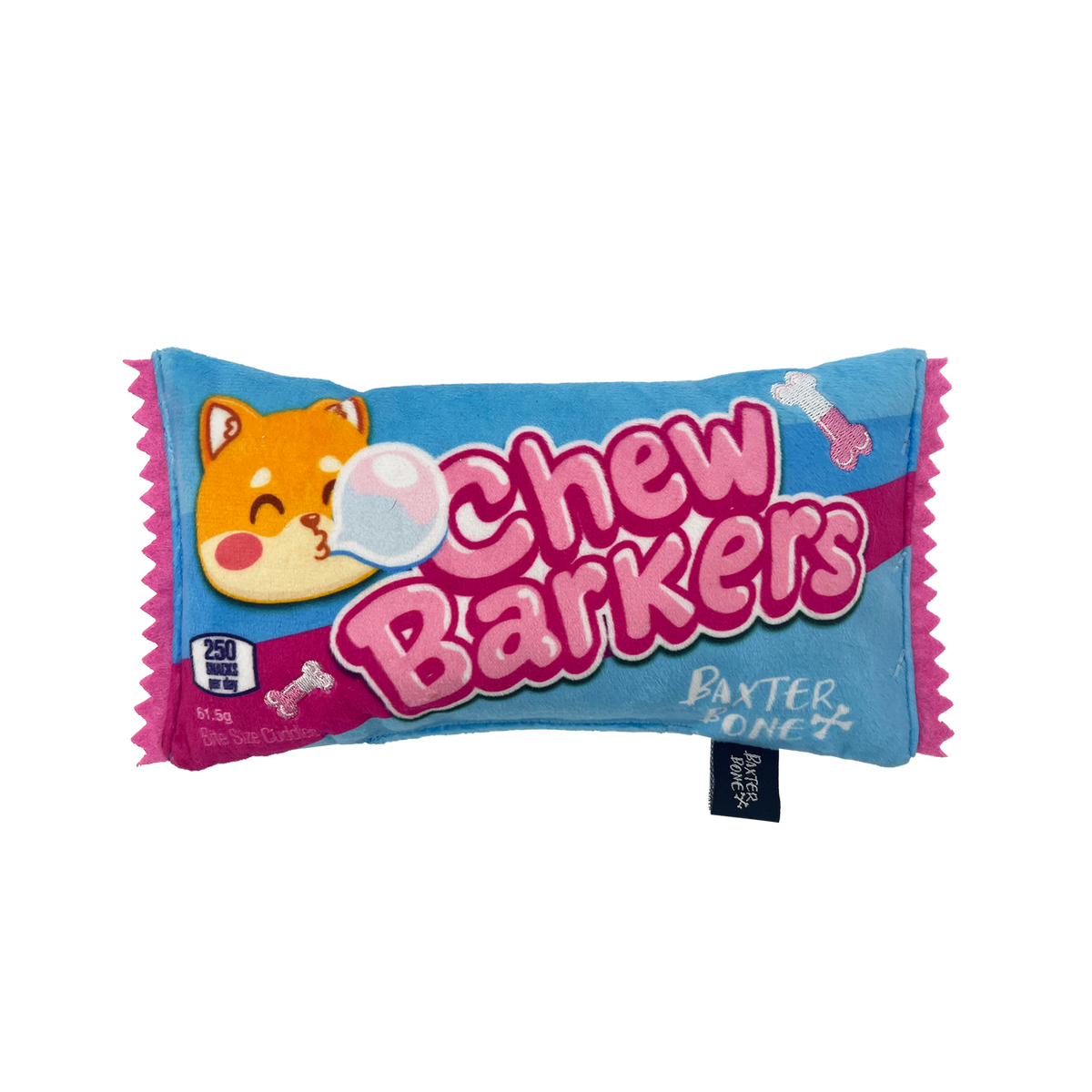 Baxter Bone Chewbarkers Plush Pet Toy - 200mm x 110mm x 40mm - Durable Squeaker - SuperSaverAU - view 1