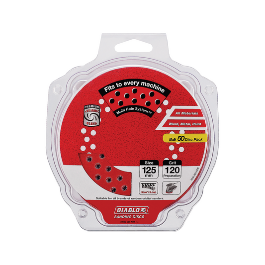 Diablo Abrasive Random Orbital Sheet 125mm 40 Grit 50 Pack Red