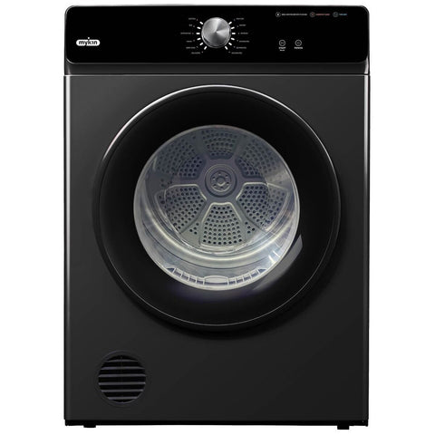Mykin 8kg Vented Dryer - 12 Drying Programs, Reverse Tumble, Wall Mountable, Black - MVD28B