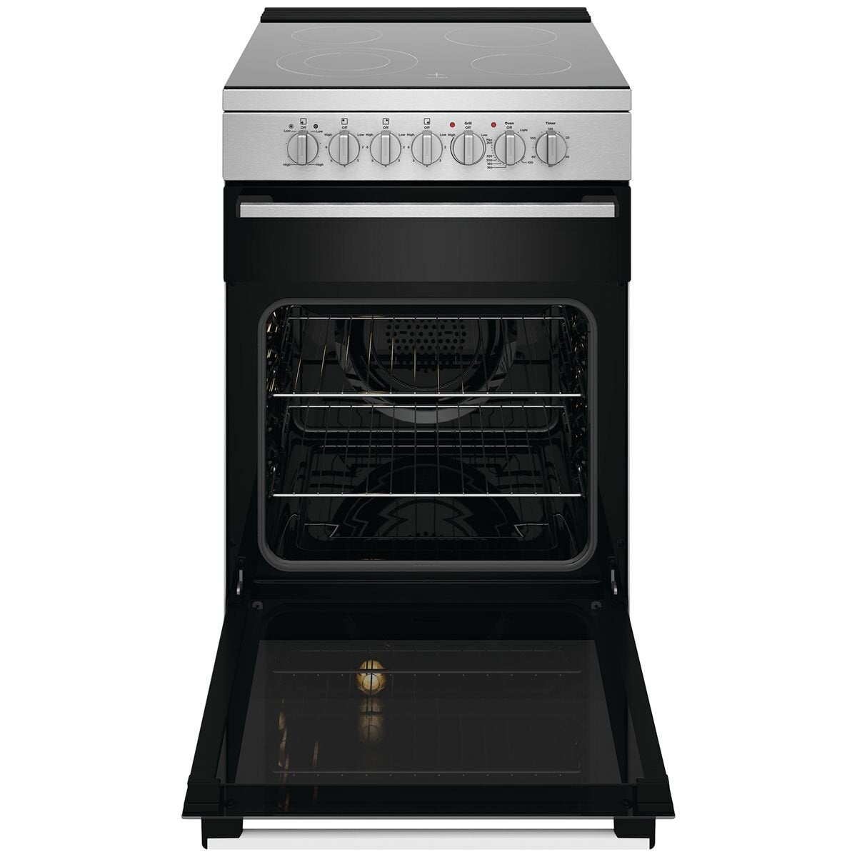 Westinghouse 60cm Electric Freestanding Oven - 80L, Separate Grill, Ceramic Cooktop - WFE642SCB