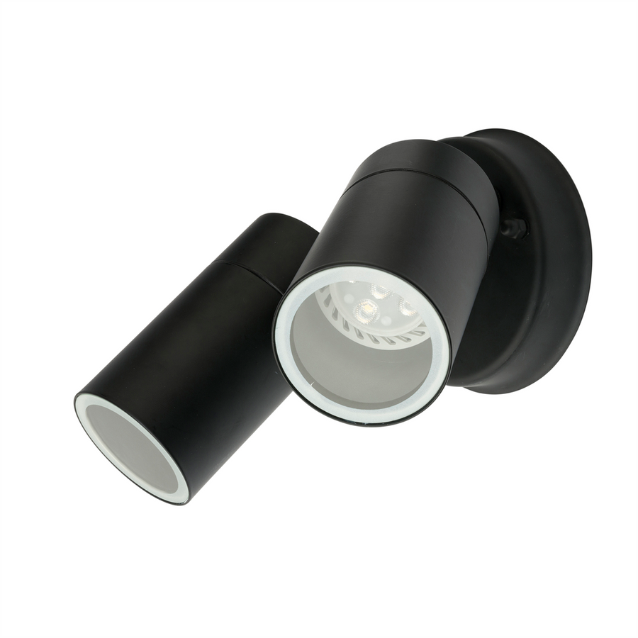 Brilliant Lighting Coolum Black Twin Head Exterior Wall Light - 2 Heads - Stainless Steel - Weather Resistant - SuperSaverAU - view 1