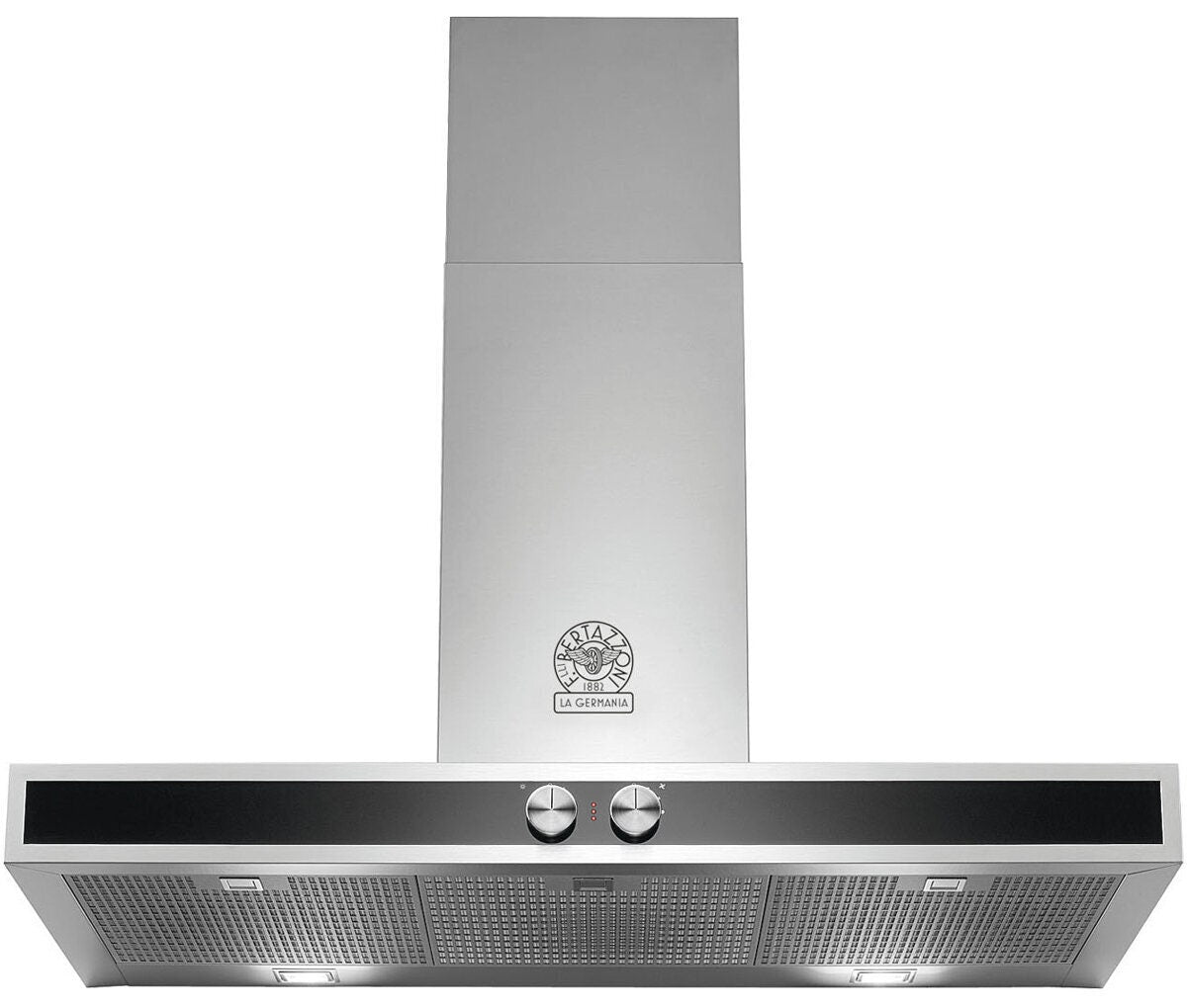 La Germania 90cm Futura Series canopy rangehood - stainless steel, black glass fascia, 1000m³/h - K9G9X