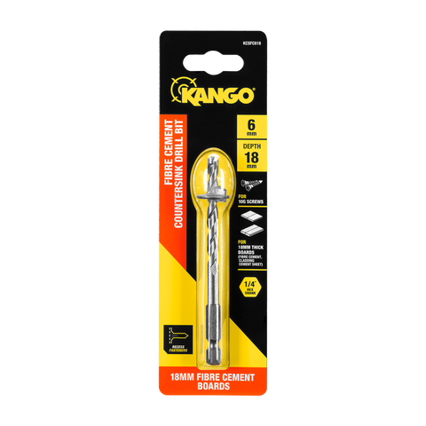 Kango 6 x 18mm Fibre Cement Countersink Drill Bit - Durable Carbide Tip - SuperSaverAU - view 1