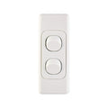 DETA Double Architrave Switch - White Polycarbonate Vertical 2 Switch 10A 240V