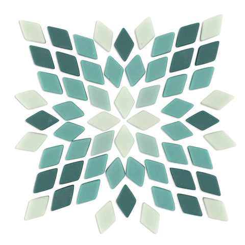 Mandala Art Real Teal Diamond Glass Mosaic Tiles 12 x 20mm Indoor/Outdoor
