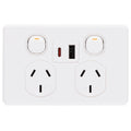 Deta x6 Double Power Point with USB A+C PD20W Fast Charging - 250V 10A - White - SuperSaverAU - view 1
