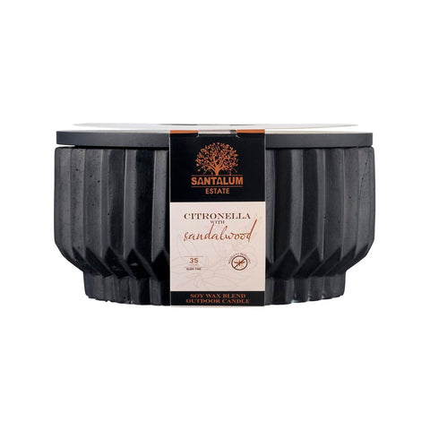 Santalum Estate Sandalwood Citronella Candle - Black Ceramic - 180mm x 90mm - Mosquito Repellent - SuperSaverAU - view 1