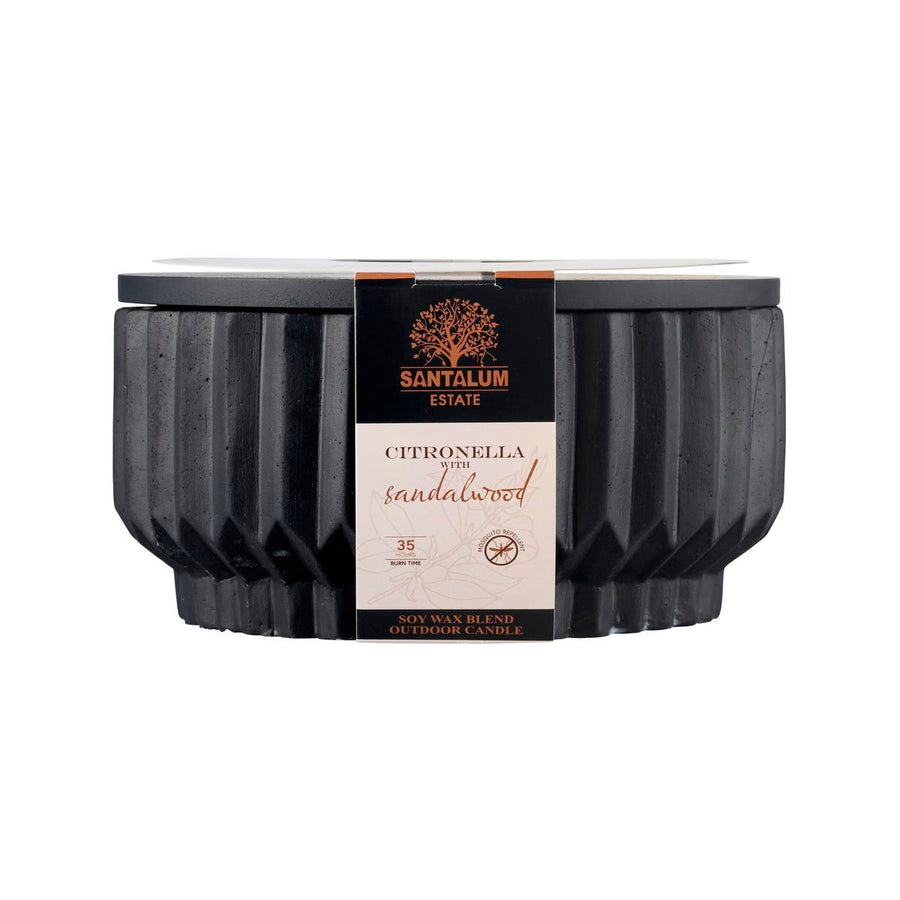 Santalum Estate Sandalwood Citronella Candle - Black Ceramic - 180mm x 90mm - Mosquito Repellent - SuperSaverAU - view 1