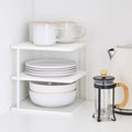 EzyStorage 3 Tier Corner Shelf 250mm White