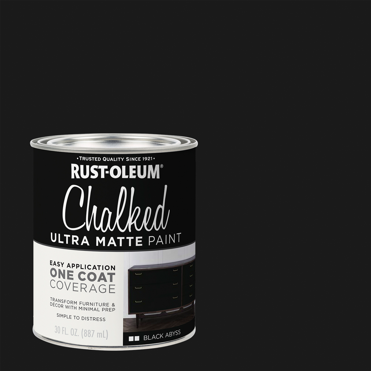 Rust Oleum Ultra Matte Chalked Paint 887ml - Black Abyss - Easy One-Coat Coverage - SuperSaverAU - view 2