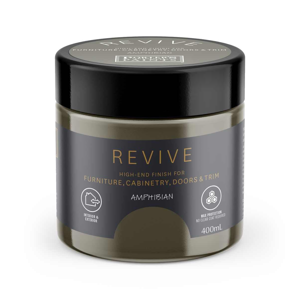 Porter S Paints 400ml Amphibian Revive Furniture and Cabinetry Paint - Muddy Deep Olive Green - Ultra Smooth Finish - Washable - SuperSaverAU - view 1