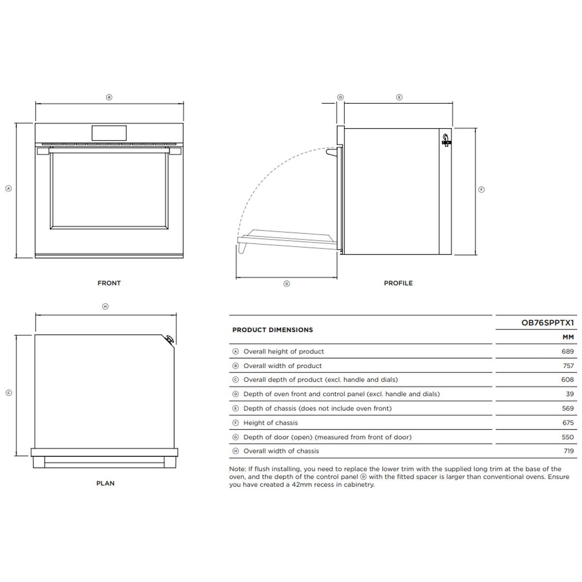 Fisher & Paykel 76cm Pyrolytic Oven - 115L, 17 Functions, Stainless Steel, Fan Forced - OB76SPPTX1