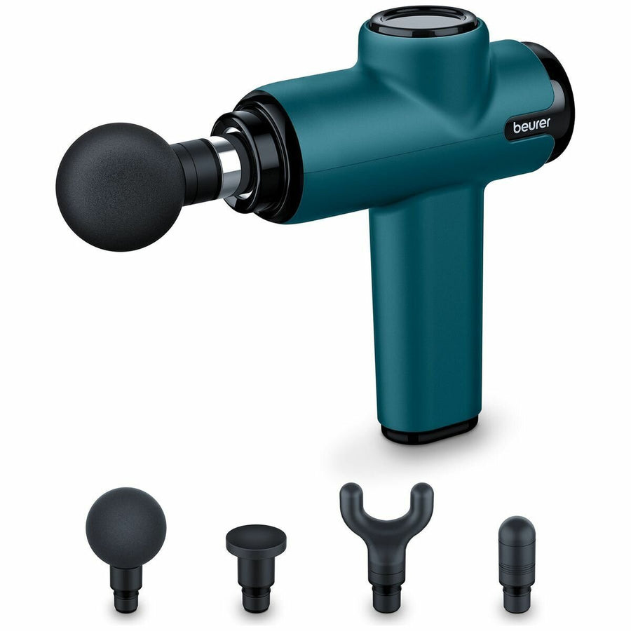 Beurer compact massage gun - five intensity levels, 4 attachments, cordless and rechargeable, green - MG99