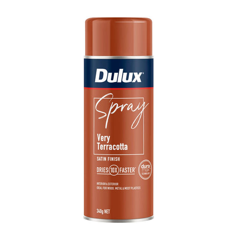 Dulux Spray Paint 340g Satin Very Terracotta - Fast Drying - Self Priming - SuperSaverAU - view 1