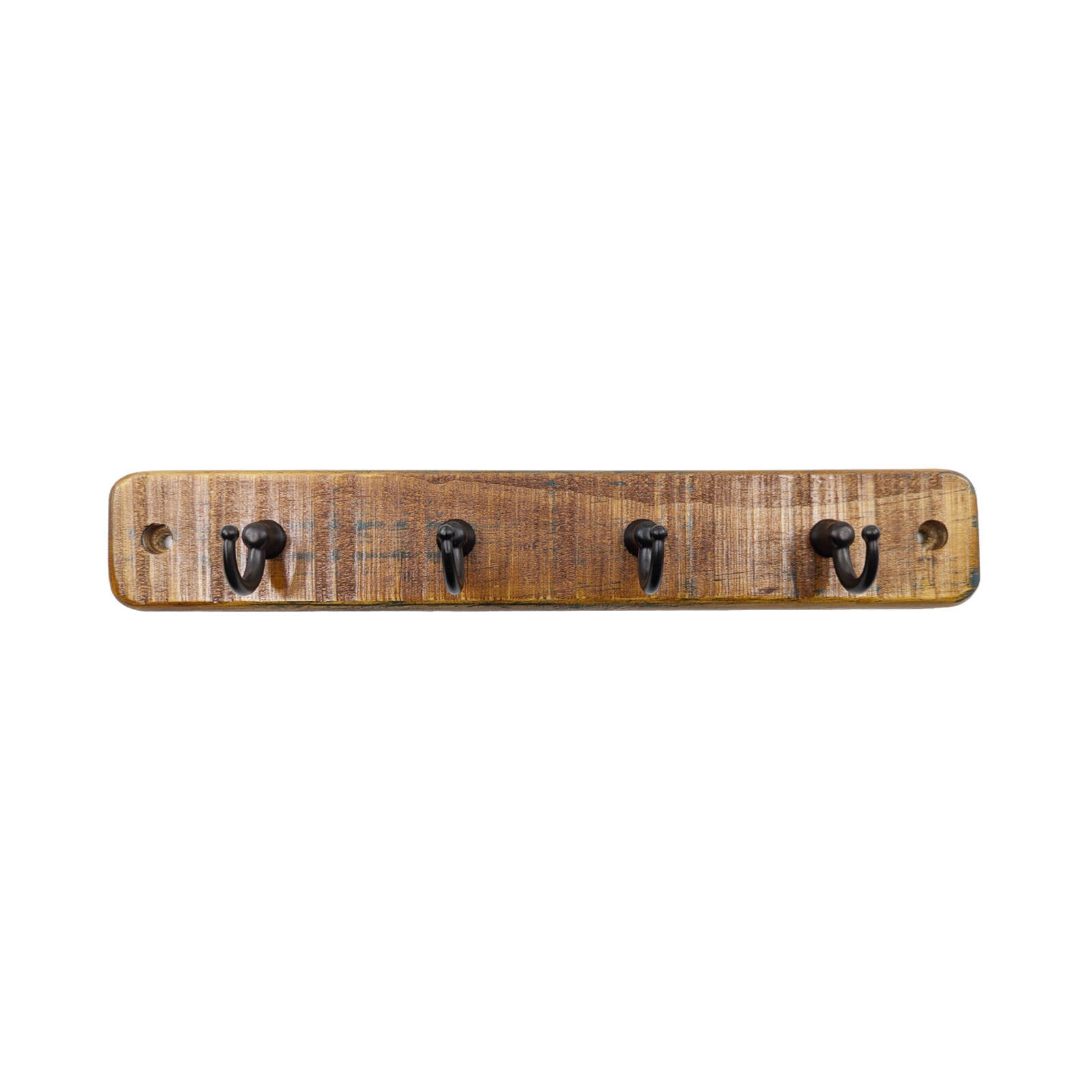Adoored 4 Hook Rustic Board Key Rack - Black 245mm