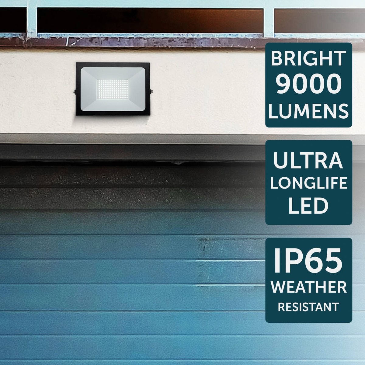 Brilliant 100W Black Stealth II LED Slim Panel Flood Light 285mm x 250mm - SuperSaverAU - view 4