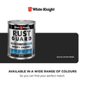 White Knight Rust Guard Black Satin Solvent Based Epoxy Enamel Paint 1L