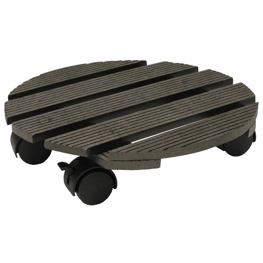 Jack Round Pot Trolley - 29cm Charcoal - Wood-Poly Composite - Heavy Duty - SuperSaverAU - view 1