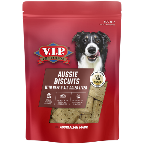 Vip Liver Dog Treat Biscuits - 800g - Beef & Air-Dried Liver - Australian Made - Nutritious Snack - SuperSaverAU - view 1