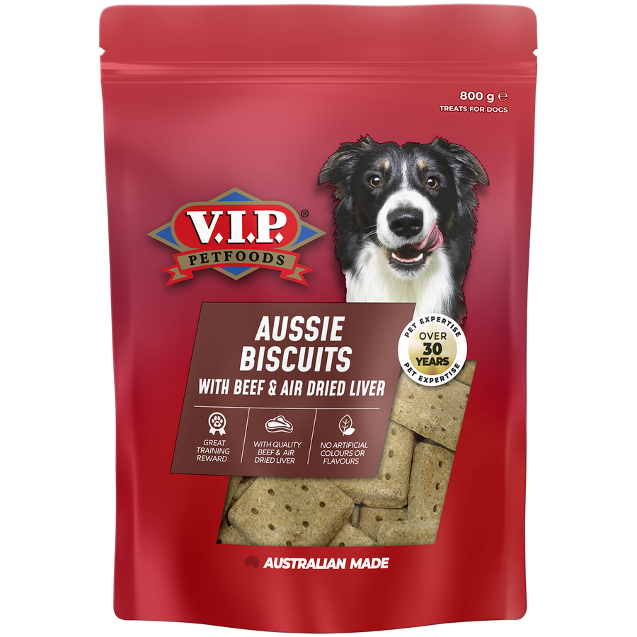 Vip Liver Dog Treat Biscuits - 800g - Beef & Air-Dried Liver - Australian Made - Nutritious Snack - SuperSaverAU - view 1