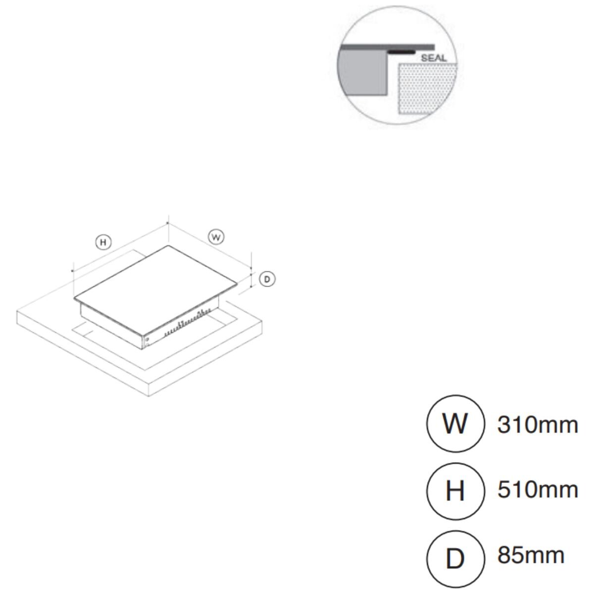 Artusi 30cm gas wok cooktop - Stainless steel, triple ring burner, wok cradle included - CAGH31X