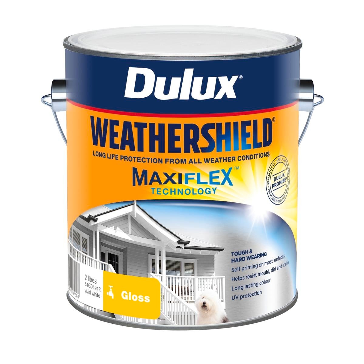Dulux Weathershield Gloss Exterior Paint - 2L - Vivid White - 170mm x 163mm x 143mm - SuperSaverAU - view 1