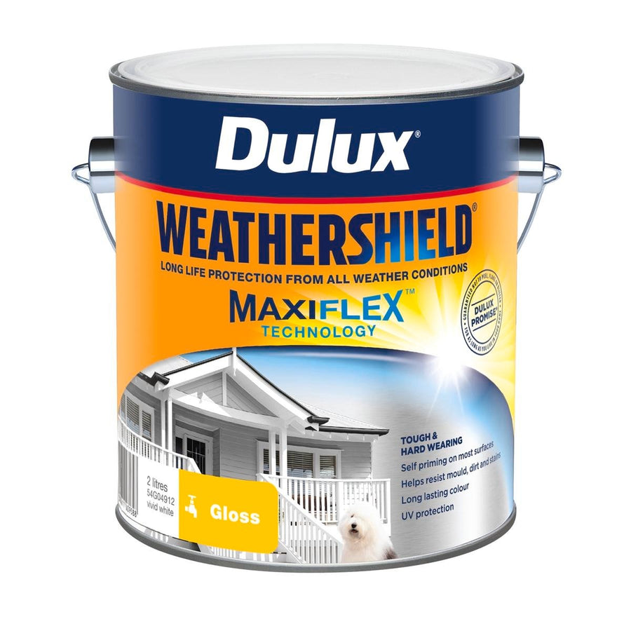Dulux Weathershield Gloss Exterior Paint - 2L - Vivid White - 170mm x 163mm x 143mm - SuperSaverAU - view 1
