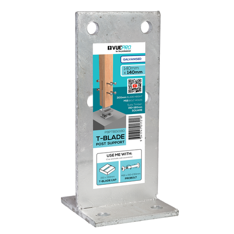 Vuepro T Blade Post Support - 140mm - Galvanised - Concealed Fixing - SuperSaverAU - view 1