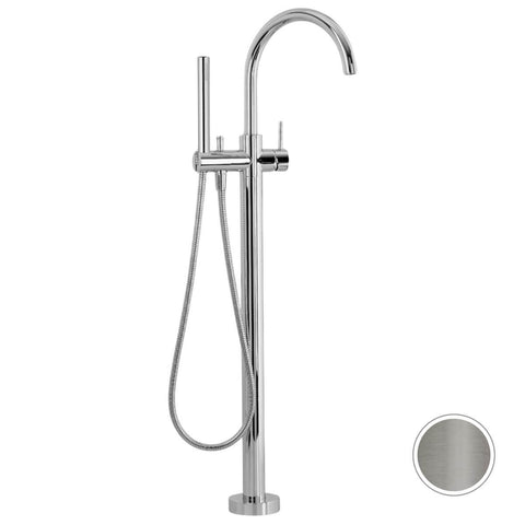 Astra Walker Icon Freestanding Bath Mixer - Swivel Spout and Hand Shower - Brushed Platinum - A69-08-V7-01