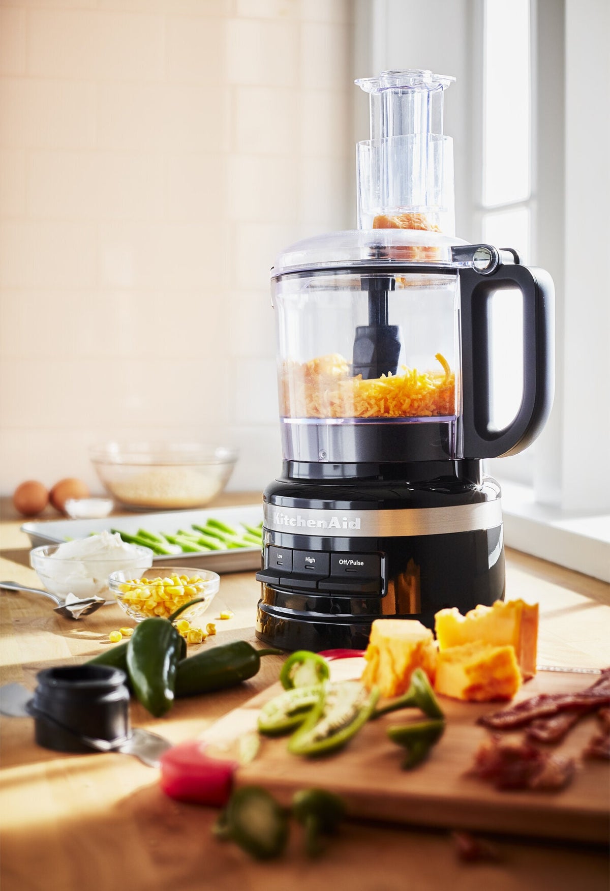 KitchenAid 7 cup food processor - 250W, 3 speeds, LED controls, Onyx black - 5KFP0719AOB