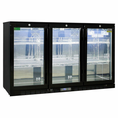 Rhino 330L Outdoor Beverage Centre - Black, 3 Doors, LED Lighting, Lockable - SG3H-B