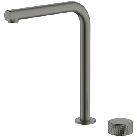 Abey Poco square pull out kitchen mixer tap - gunmetal, 5 star water rating - 8K1-GM-LF