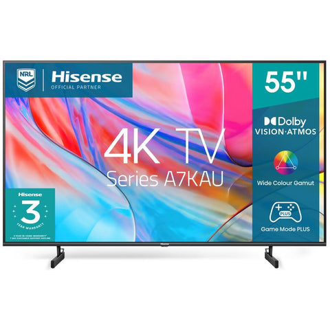Hisense 55 Inch A7KAU 4K UHD Smart LED TV - Dolby Vision, Dolby Atmos, VIDAA U6 - 55A7KAU