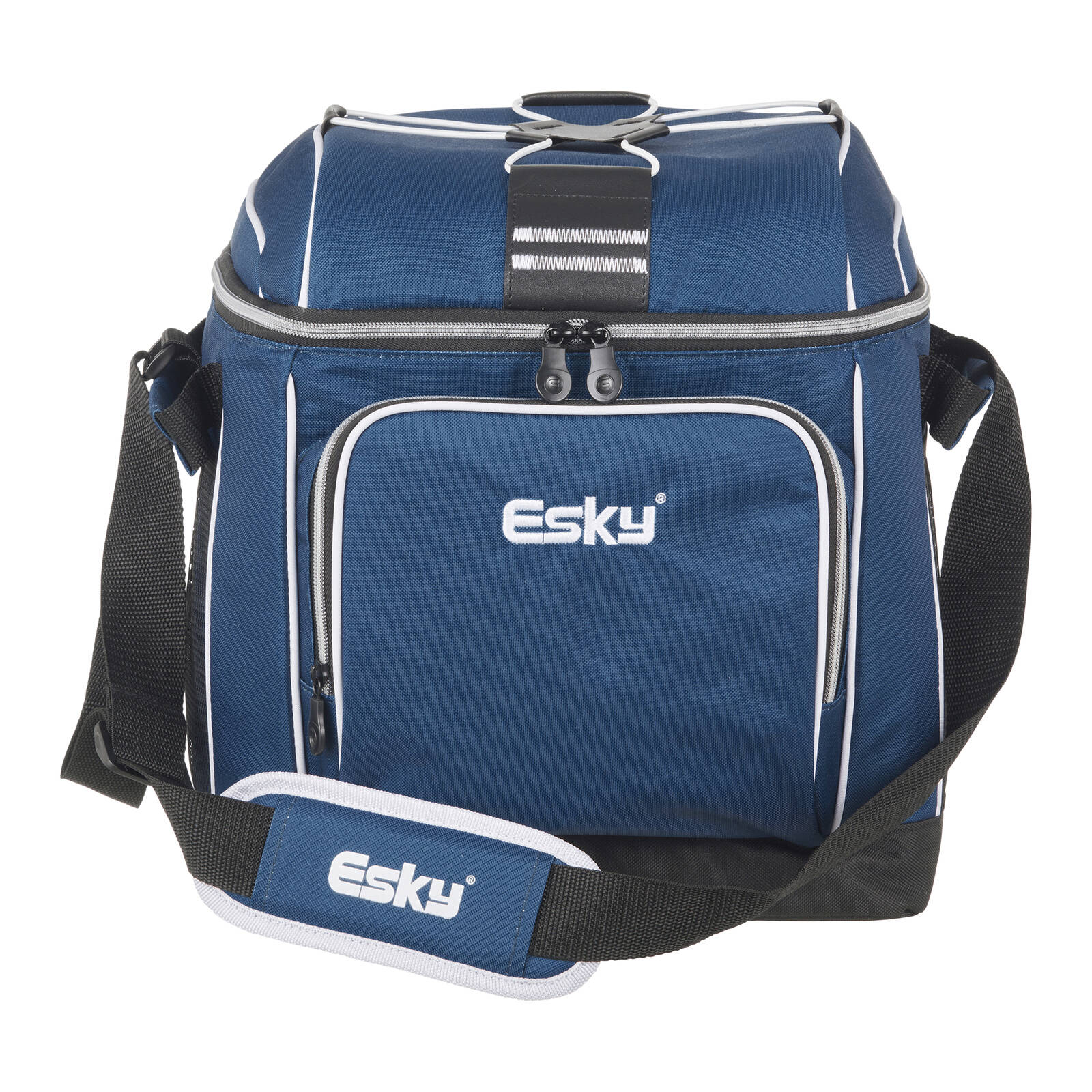 Esky 30 Can Soft Cooler Bag - Blue 16L, Zip-Top with Front & Side Pockets