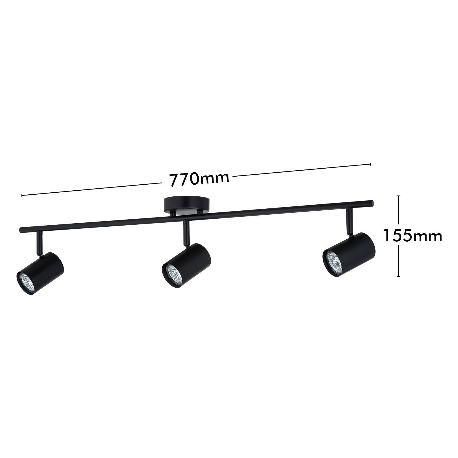 Verve Design Gabriella Black 3 Head Adjustable GU10 Spotlight - Hardwired Indoor (SL2210BLK)