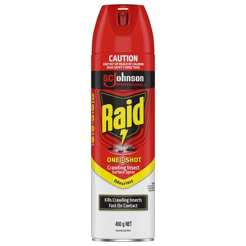 Raid 450g Odourless One Shot Pest Crawling Insect Surface Spray Aerosol Can