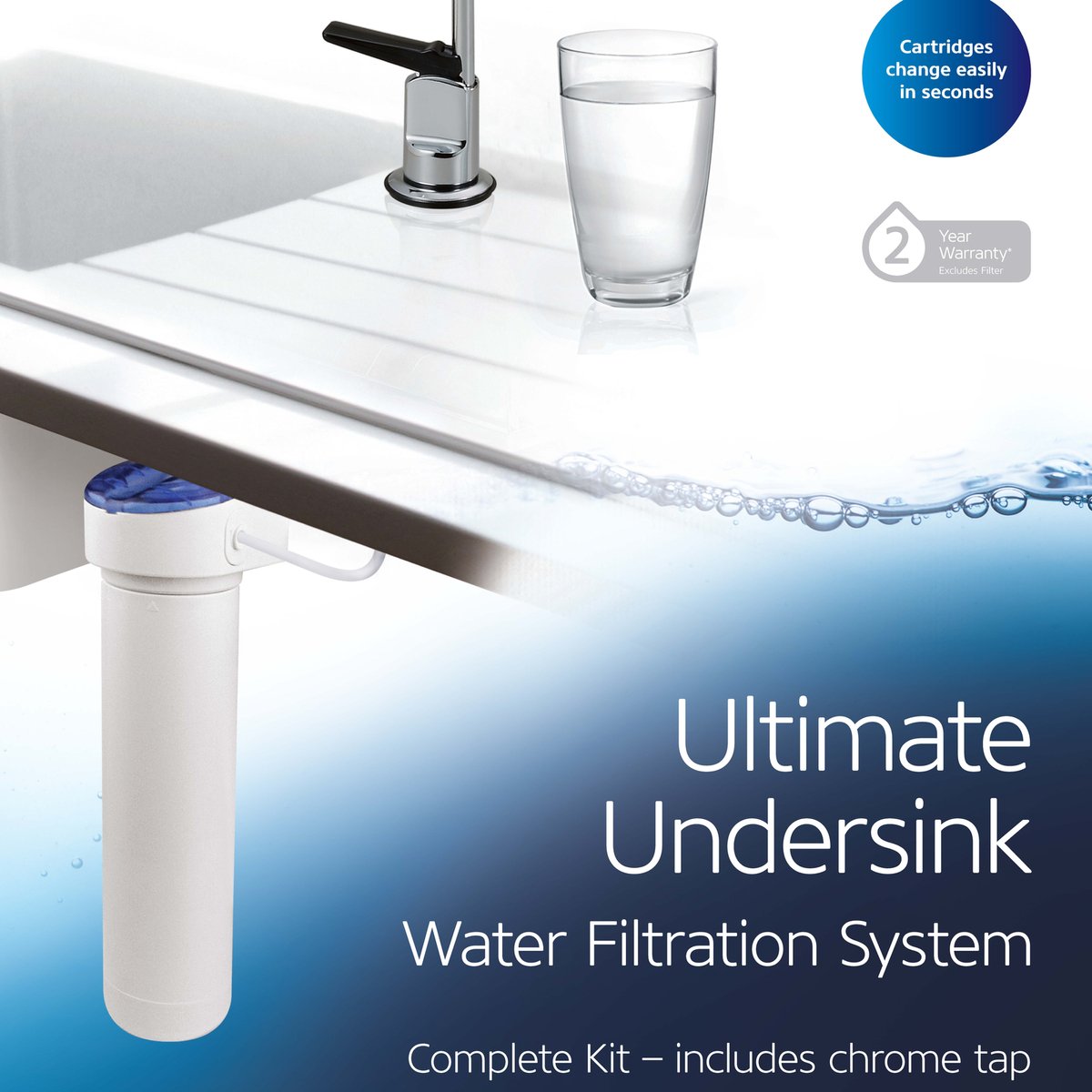 Stefani Ultimate Undersink Water Filtration System - 1 Micron - Carbon Filter - Quick Change