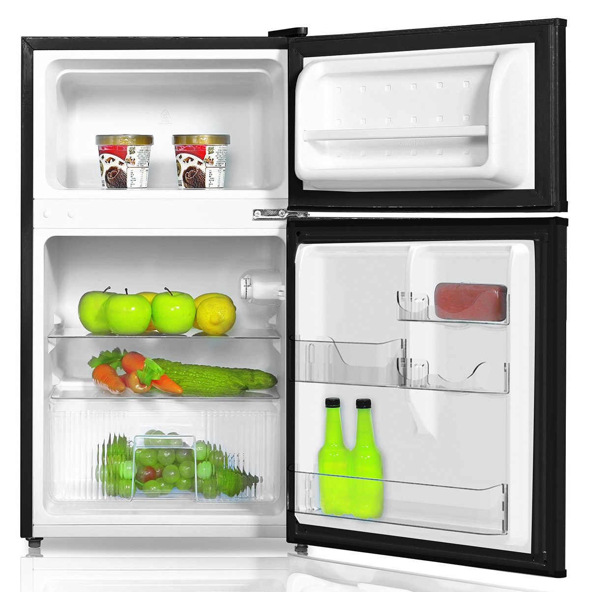 Esatto bar fridge - black finish, separate freezer, fruit and vegetable crisper, reversible door - EBF91B