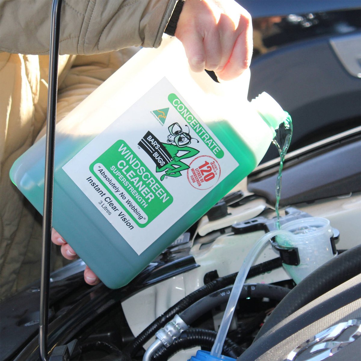 Bar S Bugs Windscreen Cleaner Concentrate 3L - Non-Toxic - Green - 120L Fluid - SuperSaverAU - view 3