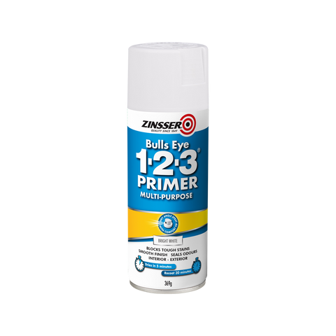 Zinsser Bright White Bulls Eye 1-2-3 Primer Spray 369g Water Based - SuperSaverAU - view 1