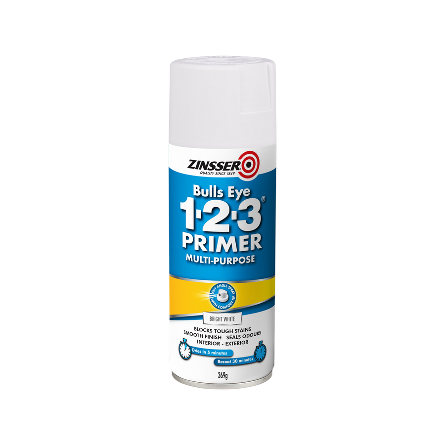Zinsser Bright White Bulls Eye 1-2-3 Primer Spray 369g Water Based - SuperSaverAU - view 1