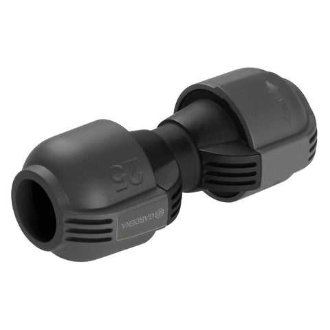 GARDENA 25mm Pipeline Connector in Black/Dark Grey High-Impact Plastic