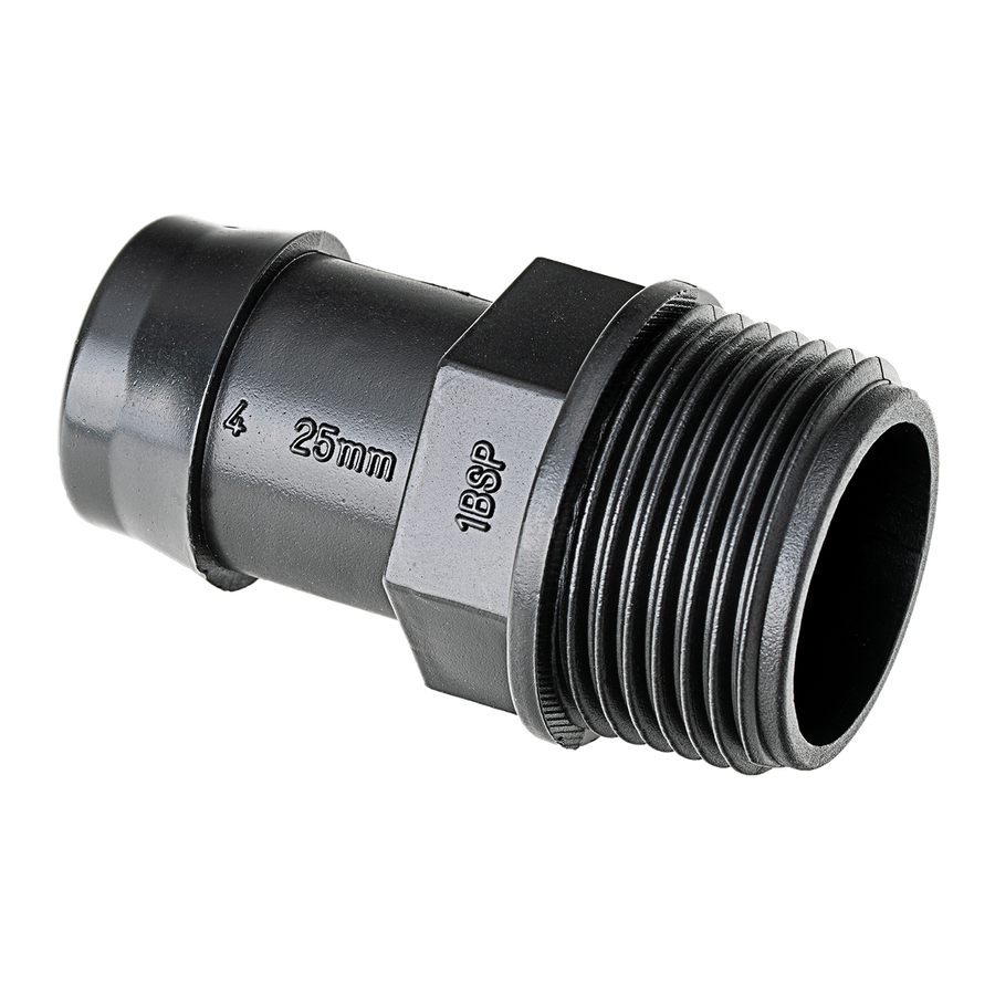 K Rain Male Director 25mm Bsp Thread 5 Pack - Black - Irrigation Connector - SuperSaverAU - view 1