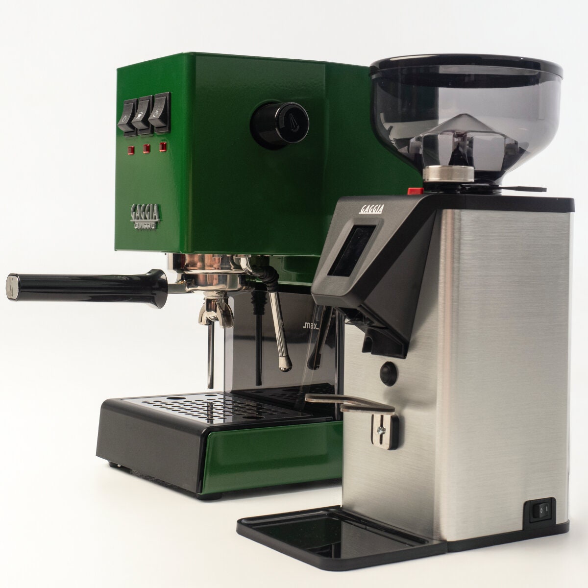 Gaggia Classic E24 Coffee Machine and MDF55 Grinder Bundle - Green - Doserless Grinding - DMGNCEVOGRNBUN