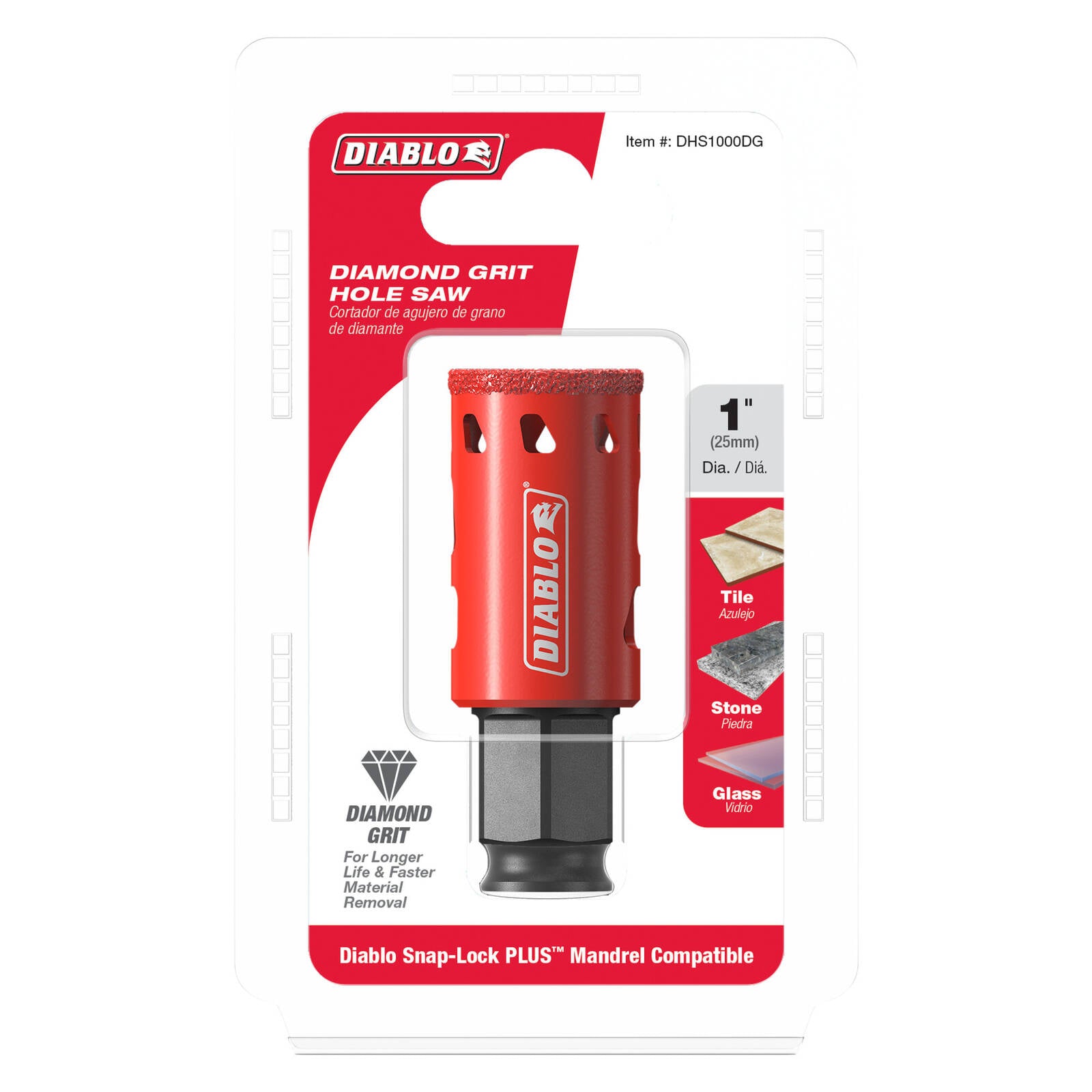 Diablo 25mm Diamond-Grit Hole Saw for Tile, Granite, Marble & Glass
