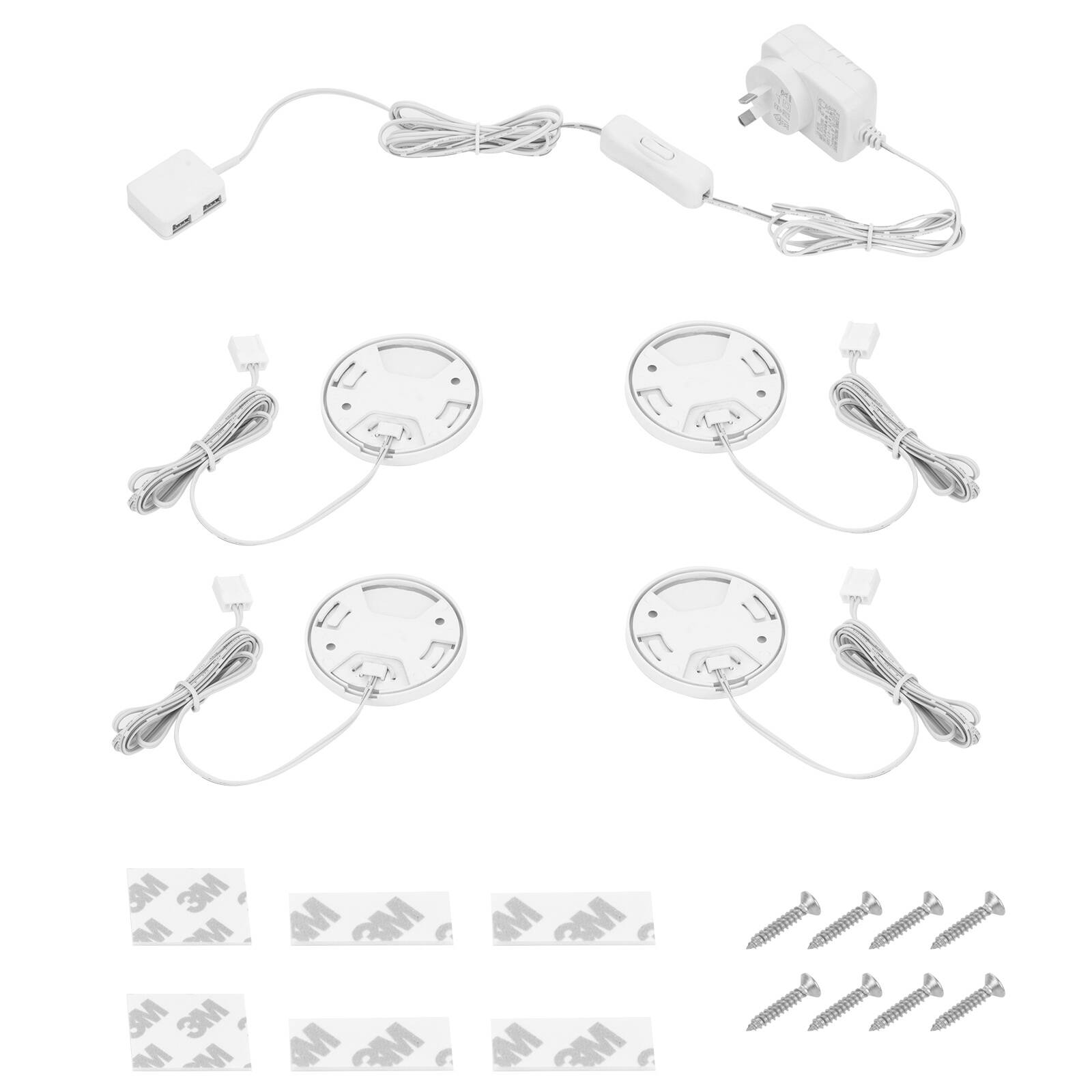 Arlec Warm White Puck Lights, 500lm, Corded, Indoor, 4 Pack UC507