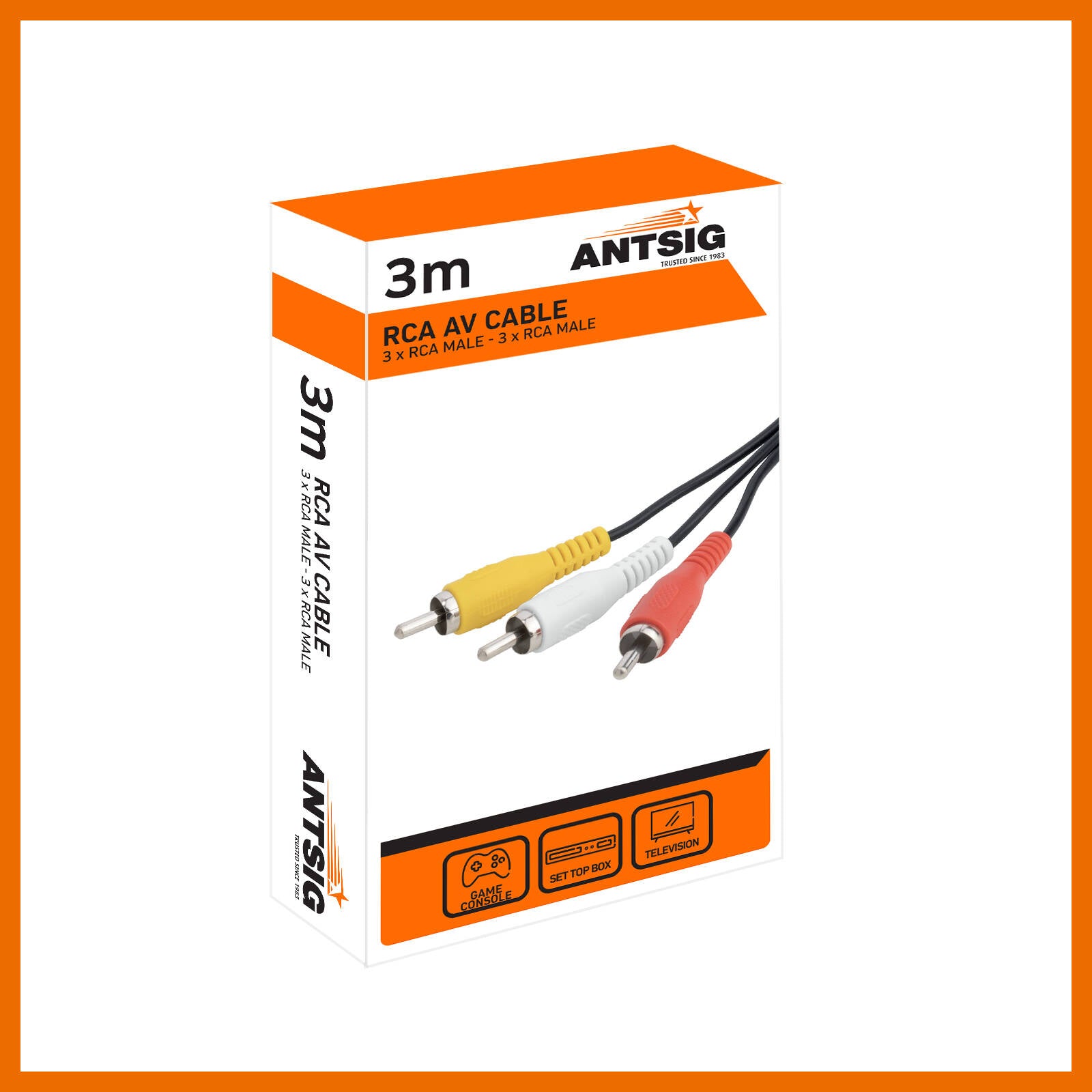 Antsig 3m Black 3 RCA to 3 RCA Audio Visual Cable