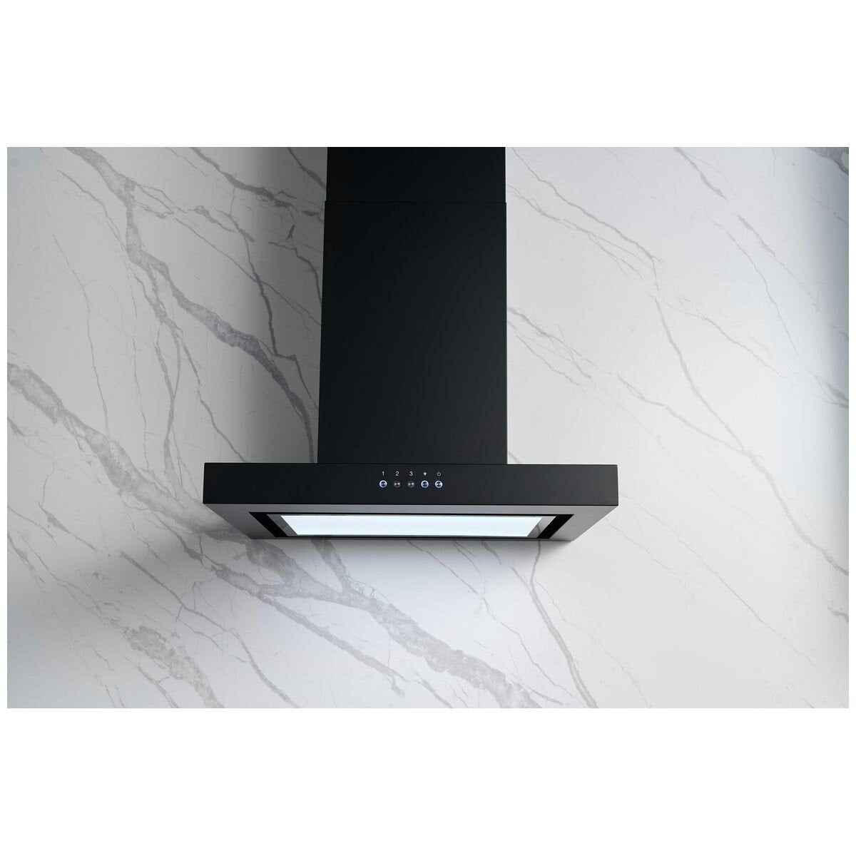 Omega 60cm Wall Canopy Rangehood - Matt Black - 3 Fan Speeds - 18W LED Light - ORC60MB